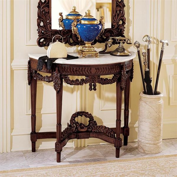 Design Toscano Chateau Gallet Marble-Topped Hardwood Console Table DY4047